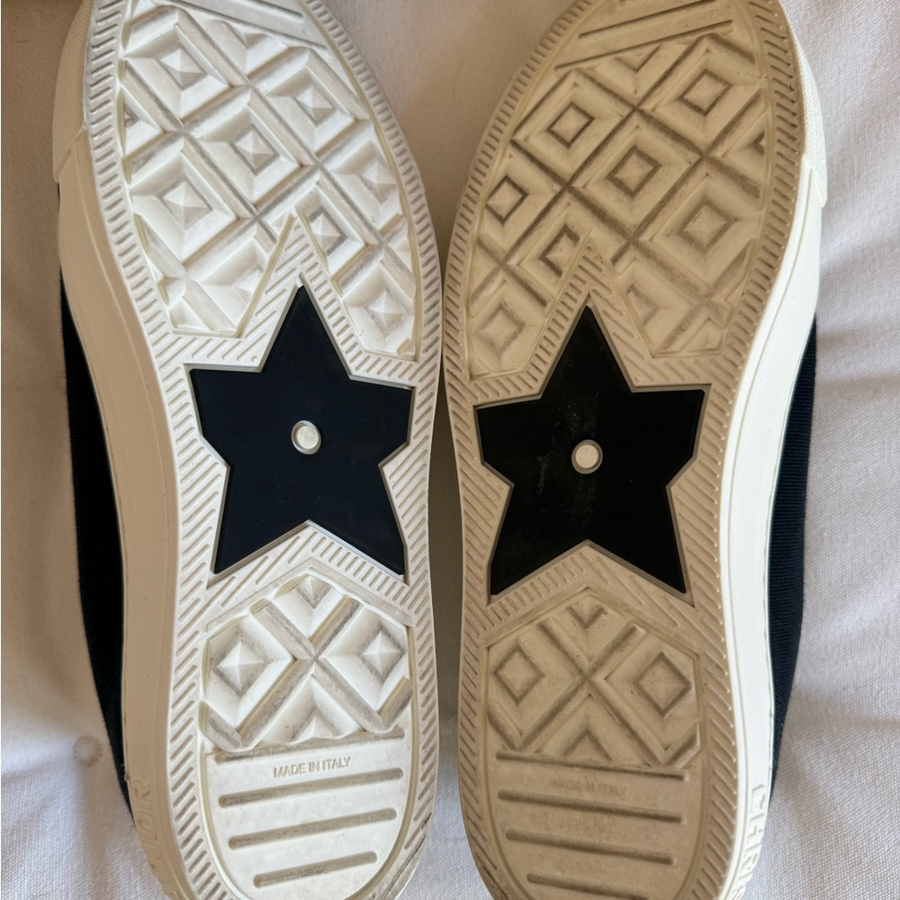 Dior Black and White Low-Top Canvas Sneakers with Gold Accents - Picture 3 of 9